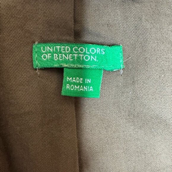 United Colors Of Benetton Double Breasted Pea Coat Sz S Plaid Wool Boho 70’s - Picture 2 of 15